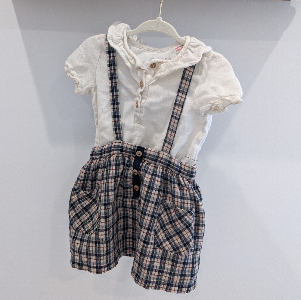 Zara Overall Dress and Shirt Set, Size 18-24 month